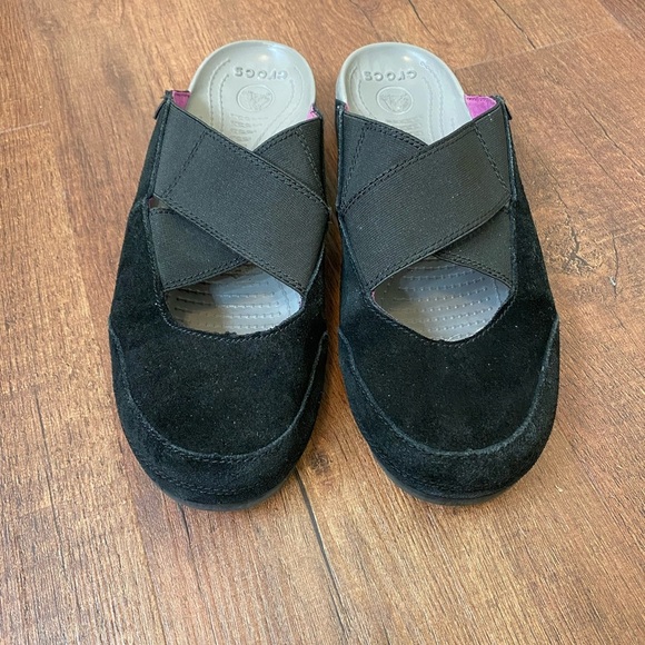 Crocs Edie Mule Black Suede Slip-On Sandal Slides (15489) Womens Size 9 - Picture 1 of 6
